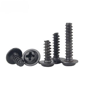 Tornillo Autorroscante de Acero al Carbono con Óxido Negro, Cabeza Plana Phillips, con Arandela Universal, Rosca PT para Plástico - Product Image 1