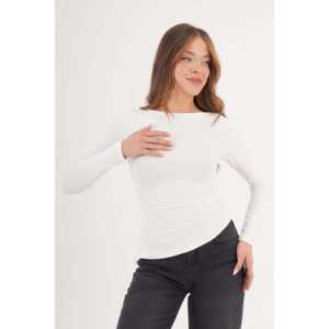 Blusa Blanca de Manga Larga para Mujer con Abertura Lateral, Producto al por Mayor - Product Image 5