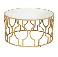 Table design pour meubles de salon de style italien pour café et club Sculptures de table de forme ronde Verre doré de haute qualité