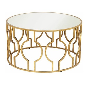 Mesa de último diseño para muebles de sala de estar, estilo italiano para café, Club, esculturas de mesa, forma redonda, vidrio dorado de alta calidad - Product Image 2