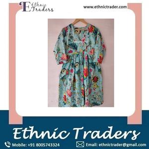 Nueva colección de Vestido de estilo dulce para mujer, estampado de bloques a mano para bodas y fiestas, cintura Natural - Product Image 6