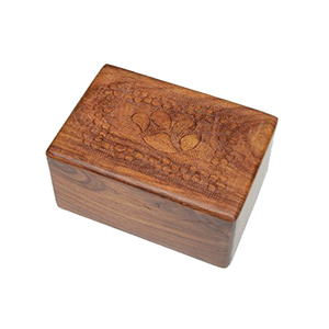 Urne en bois pour animaux de compagnie et cendres humaines gravées à la main de qualité supérieure Urne en bois organique au design commémoratif élégant - Product Image 3