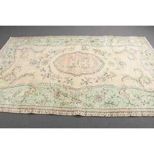 Alfombra de 5.7x9.3 pies, Alfombra Turca Vintage, Alfombra de Lana Verde - Product Image 2