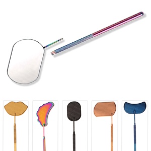 Espejo de Maquillaje Personalizado de Acero Inoxidable Iluminado de Alta Calidad con Mango Grande y Bonitas Formas de Pestañas, Ecológico - Product Image 6