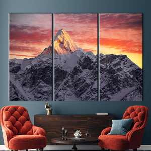 Ama Dablam Peak Wall Art: Nepal Sunrise Canvas Print,3P:Gallery <b>Wrapped</b> - Product Image 1