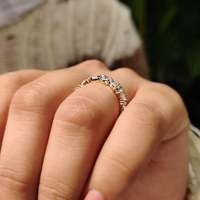 Anillos de Boda de Media Eternidad con Diamantes Cultivados en Laboratorio de Corte Marquesa y Redondo Brillante, Claridad VS, Color EF, para Novios