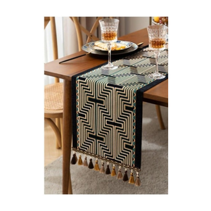 Chemin de table en jacquard gris de luxe, 100% coton, 280 fils/cm², tissage slub, certifié GOTS, lavable en machine, durable, OEM ODM - Product Image 6