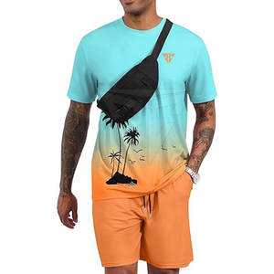 Nuevo diseño Mejor estilo Hombres Durable Transpirable Sólido Alta calidad Conjunto de camiseta personalizada de dos piezas - Product Image 2