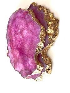 Round Natural <b>Agate</b> Slice <b>Coasters</b> with Polished Metallic Trim Eco-Friendly Love & Religious Style Premium <b>Coaster</b> Set - Product Image 4