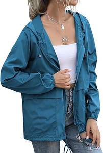 Imperméables en toile respirante légère pour femmes imperméables coupe-vent à capuche vestes coupe-vent avec poches réglables - Product Image 2