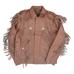 Nouvelle veste en cuir de vache western unisexe faite à la main, best-seller, avec franges, taille plus, manches longues, toutes saisons - Product Image 4