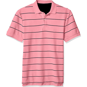 เสื้อโปโลสำหรับผู้ชายเสื้อกอล์ฟลายทางคอตตอน100% คอปกพับลงและมีขนาดให้เลือกตามสั่ง - Product Image 1