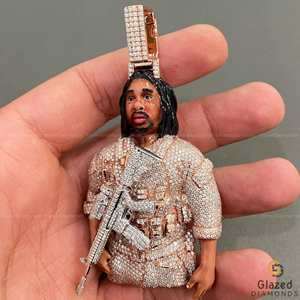 Pendentif en argent Sterling 925 VVS Clarity entièrement glacé brillant Moissanite diamant Style Hip Hop bijoux en or pour la fête - Product Image 2