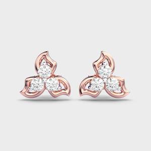 Pendientes de Diamantes Cultivados en Laboratorio con Certificación IGI, Diseño Floral de 3 Piedras, Oro Amarillo/Blanco/Rosa de 9K, Clásicos y de Diseñador - Product Image 5