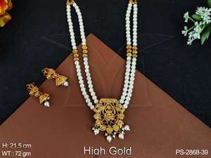 Bijoux du Temple indien, or élevé, tenue de fête, magnifique ensemble de pendentifs du Temple de Style fantaisie - Product Image 2