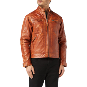 Chaqueta de cuero para hombre 2025 con bolsillos de manga larga transpirables a prueba de viento abrigo de bombardero cálido con cierre de cremallera - Product Image 3