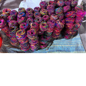 เส้นด้ายไหมส่าหรีทำจากใยไหมส่าหรีหลากสีแต่ละชิ้นขนาด100กรัมทำจากเส้นใยไหมส่าหรี - Product Image 1