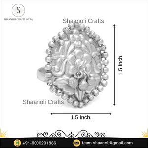 Bague de déclaration réglable femmes à la main Antique polonais à la mode religieux argent oxydé plaqué argent bague - Product Image 4