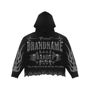 Chándal de gran tamaño para hombre, pantalones de chándal acampanados, los últimos trajes de sudor, chándal personalizado con diamantes de imitación y purpurina, conjuntos de chándal con capucha - Product Image 5