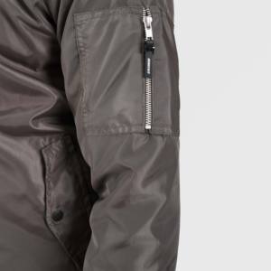 Blouson d'aviateur réversible pour hommes d'un côté en nylon imperméable de l'autre côté en polyester polaire côtelé avec fermeture éclair à l'avant - Product Image 5