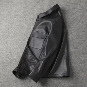 แจ็คเก็ตหนังแท้คุณภาพพรีเมียม รุ่นปี 2026 ดีไซน์ใหม่ล่าสุด ระบายอากาศได้ดี สไตล์แฟชั่น หนังแกะแท้สำหรับผู้ชาย - Product Image 5