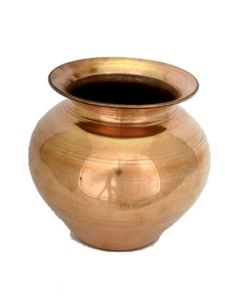 Olla de agua de Lota de cobre con acabado antiguo y elegante con cuerpo liso para el bienestar de la adoración de Pooja y uso doméstico decorativo - Product Image 2