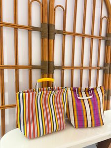 Bolsas de compras reutilizables a rayas tejidas de PP de nailon reciclado, logotipo de Color personalizado ecológico, uso promocional, cierre de cremallera, India - Product Image 6