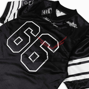 T-shirt ample en maille surdimensionné de style streetwear vintage unisexe de bonne qualité, personnalisé, haut court, maillot de football américain à manches courtes - Product Image 3