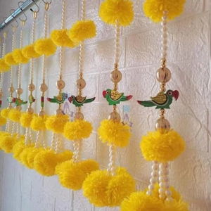 Guirlande murale en perles de marigold, décoration de porte en forme de perroquet, guirlande décorative pour temple indien, mariage, décoration de la maison, classique et élégante - Product Image 1