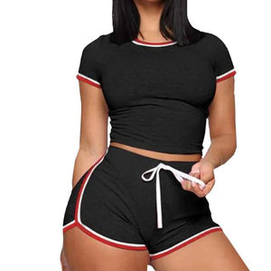 2025 nuevo diseño de moda verano deportes casual Top y pantalones cortos conjunto de dos piezas ropa de mujer logotipo privado conjunto de pantalones cortos de fitness para mujer - Product Image 6