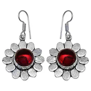 Pendientes de Plata 925 con Forma de Flor de Granate Rojo para Mujer, Chapados en Oro, Joyería para Boda/Fiesta con Cuarzo, Perla y Diamante como Piedra Principal - Product Image 1