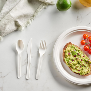 Juego de Cubiertos Desechables Resistentes, Compostables, Biodegradables y Ecológicos, Tenedores, Cucharas y Cuchillos Libres de BPA, Aptos para Alimentos, Ideales para Fiestas - Product Image 2