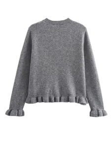 Pull cardigan à col rond en tricot à prix d'usine, manches longues, pour un look décontracté d'automne, couleur unie, design boutonné - Product Image 3