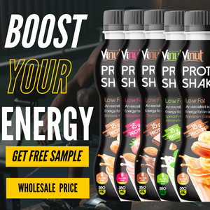 Shake protéiné à la fraise VINUT 350 ml, boisson, carton de 24 bouteilles, bouteille en PET, 15 grammes de protéines, sans sucre, OEM ODM, étiquette privée - Product Image 4