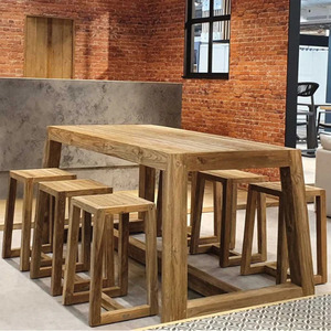 Ensemble de salle à manger en bois de teck couleur naturelle bois écologique intérieur et extérieur - Product Image 4