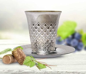 Top vendeur argent bénédiction religieuse tasse à vin Shabbat vacances kiddoush tasse Shabbat juif en acier inoxydable - Product Image 2
