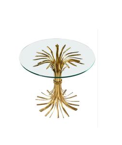 Table supérieure florale en aluminium fabriquée à la main avec finition en verre solide, idéale pour les collections de design d'intérieur organisées - Product Image 1