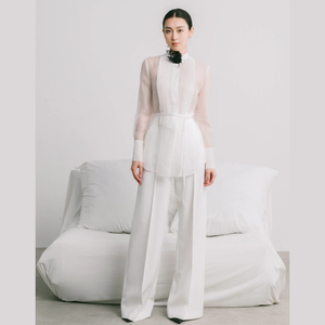 Gran oferta de blusas y camisas para mujer, BLUSA GRIS DE MANGA LARGA, camisa de manga larga, tela de Cupro, ropa de Boutique para mujer, lujo - Product Image 3