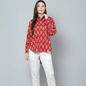 Débardeur décontracté en coton floral pour femme, avec broderie et boutons, en tissu tricoté 100 % respirant - Product Image 1