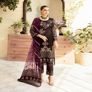Venta de Eid, vestidos de trabajo bordados pesados indios y paquistaníes, Saari de tres piezas Salwar Kameez pakistaní e indio para mujer - Product Image 4