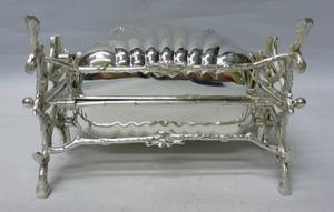 Boîte à biscuits pliante en coquille plaquée Chauffe-biscuits en métal antique pour mariage, restaurant, hôtel, présentoir de nourriture, style victorien, argent - Product Image 5