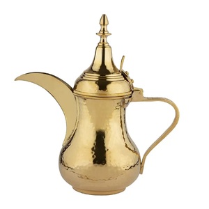 Traditional Handmade Arabic Dallah <b>Coffee</b> <b>Pot</b> Decorative Golden Finished <b>Metal</b> Tea <b>Coffee</b> Server <b>Pot</b> for Eid Gift and Use - Product Image 1