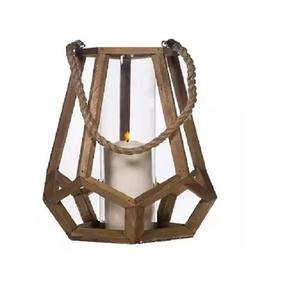 Linterna cuadrada de madera antigua y portavelas de Metal para el hogar, pared decorativa o uso de mesa para Navidad - Product Image 1