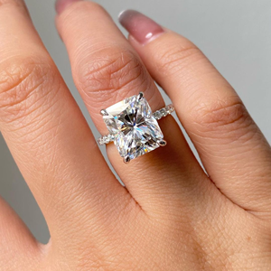 Anillo de diamante de corte radiante cultivado en laboratorio de 2,25 quilates de alta calidad, anillo de boda de compromiso, joyería, anillo de oro blanco de 14K - Product Image 4