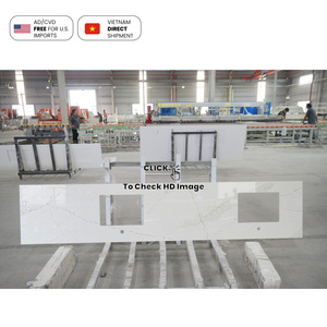 NV897 Miraculeuse Anti-Décoloration Ingénierie résidentielle Villa Carrara Or Quartz artificiel Pierre Salle de bain Plan de travail Dalle - Product Image 3