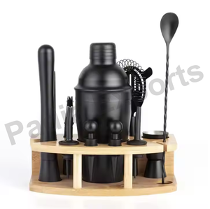Juego de herramientas de barra negra de lujo con soporte de madera de diseño grabado para proveedores - Product Image 1