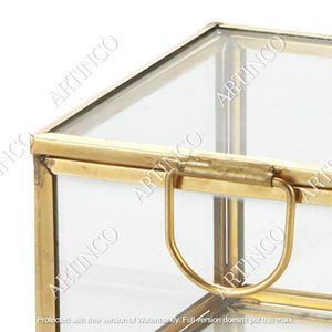Decorative Transparent Glass and Brass <b>Memory</b> <b>Box</b> for Jewelry Coins & Trinkets - Product Image 5