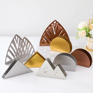 Accesorios de decoración de mesa de lujo, soporte de tejido de Metal vertical independiente, servilletero contemporáneo dorado, soporte de tejido - Product Image 3