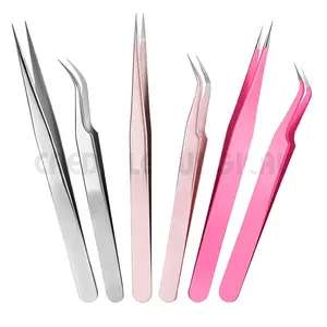 Premium Quality Customized Eyelash Tweezers Sustainable Stainless Steel Fiber Nano Tip Professional Eyelash Tweezers