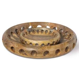 Cuenco redondo de madera de mango hecho a mano con acabado único, ideal para ensaladas de frutas y Decoración de mesa elegante - Product Image 5